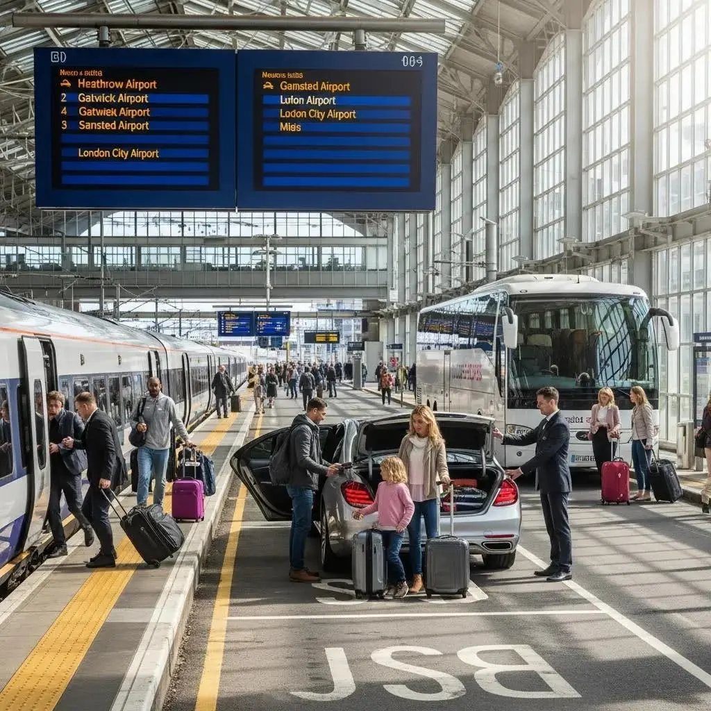 Train, coach and luxury car options for transfers from Kent to London airports