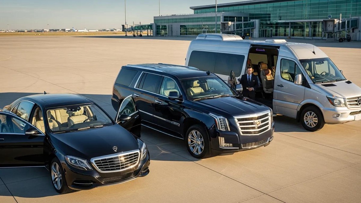 Variety of luxury vehicles for airport transfers showcasing features