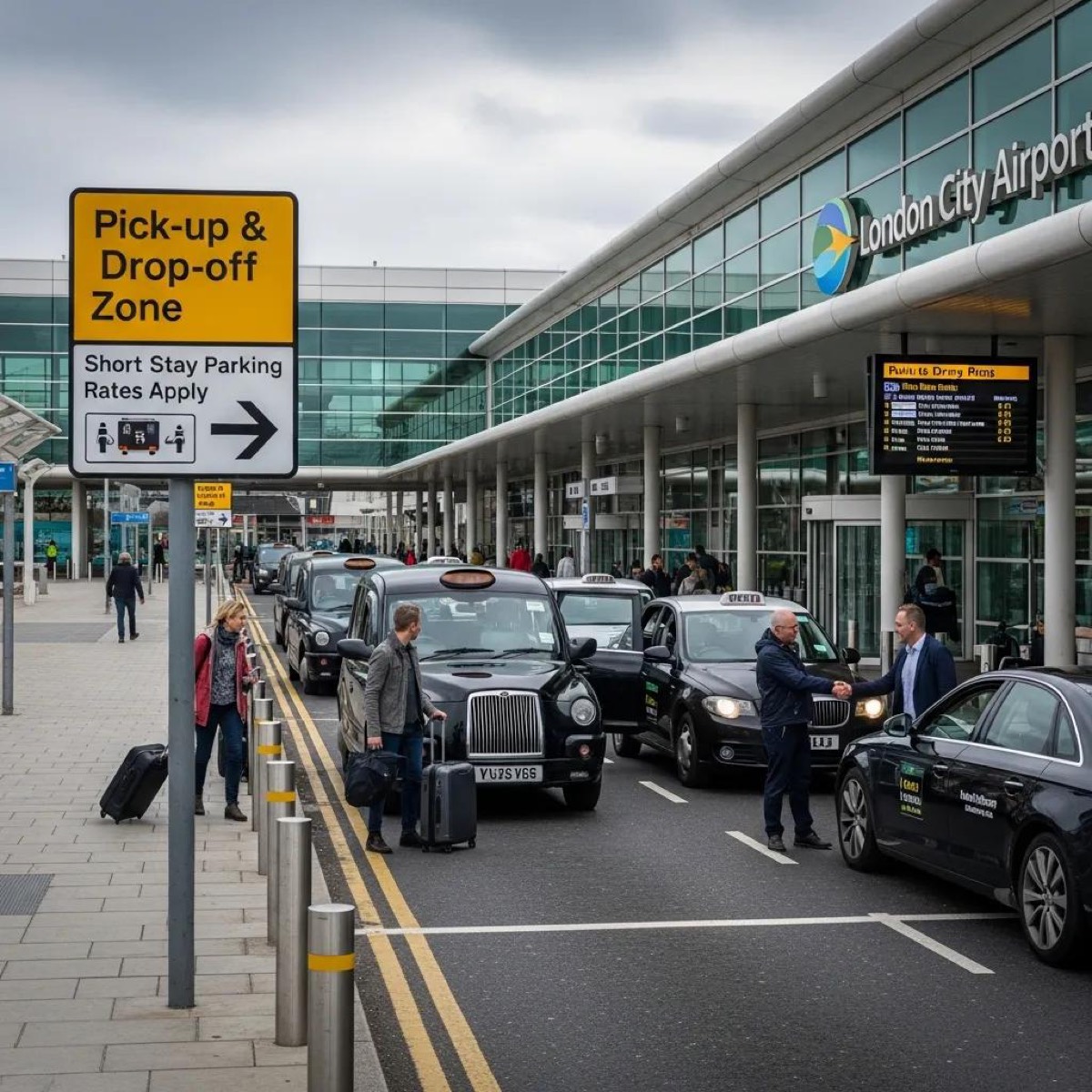 Designated pick-up and drop-off points at London City Airport