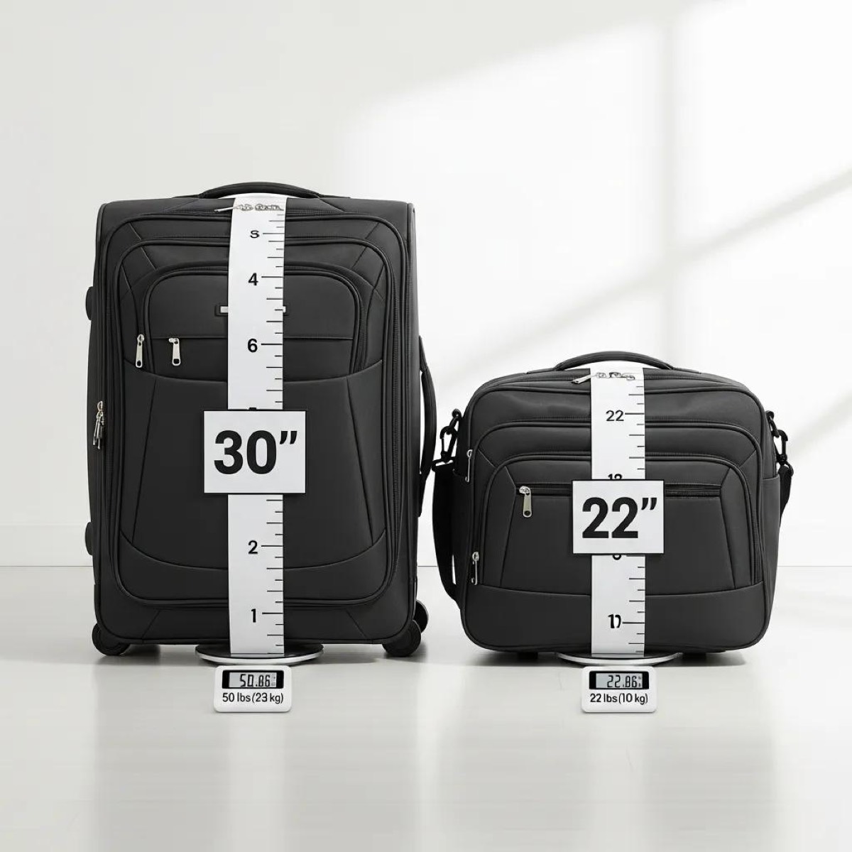 Comparison of luggage sizes and weights accepted by Merc Airport Transfers