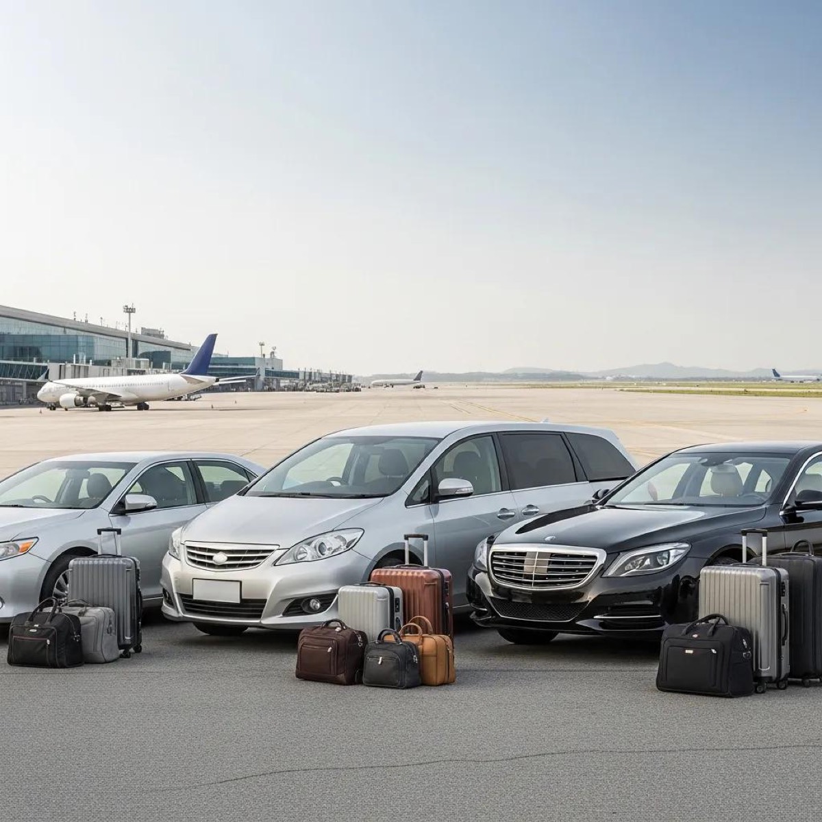 Different vehicle options for luggage capacities with Merc Airport Transfers