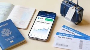 Smartphone showing flight tracking app features, emphasizing reliability and ease of use for travelers