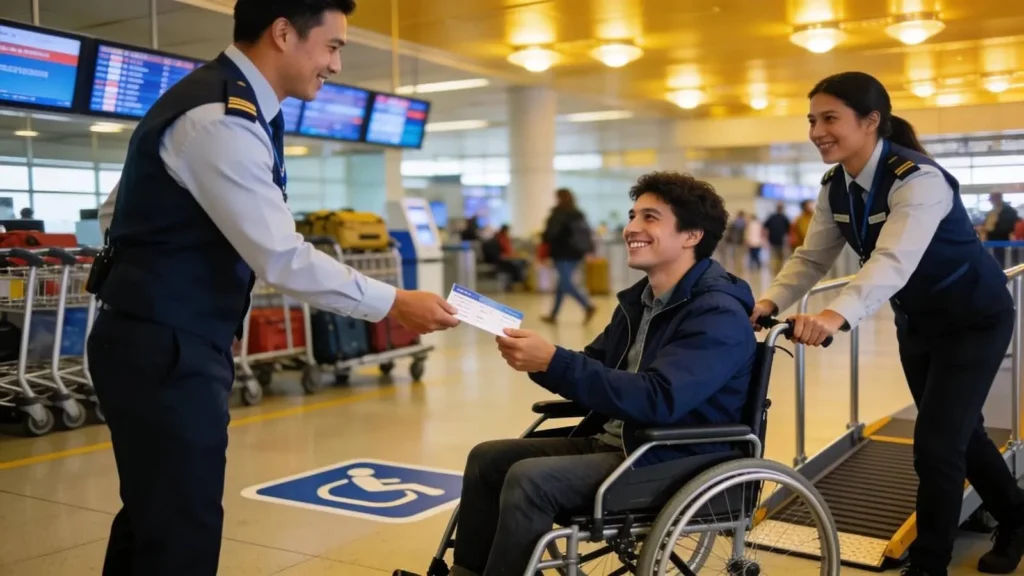 Supportive airport assistance for wheelchair users